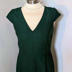 Hunter Green V-Neck  Wool  Dress by Brooks Brothers